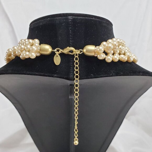 VTG Lia Sophia Necklace Rosedust Multi-Strand Champagne Faux Pearl Necklace - Picture 9 of 10